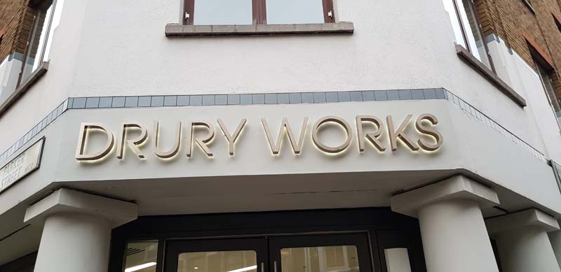 Illuminated Lettering Sign for Drury Works