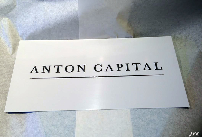 Stainless Steel Plaque for Anton Capital