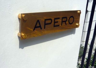Brass Plaque for Apero Restaurant