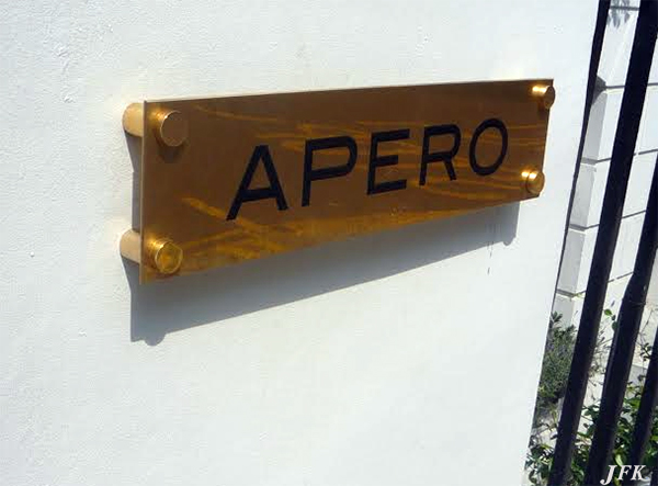 Brass Plaque for Apero Restaurant