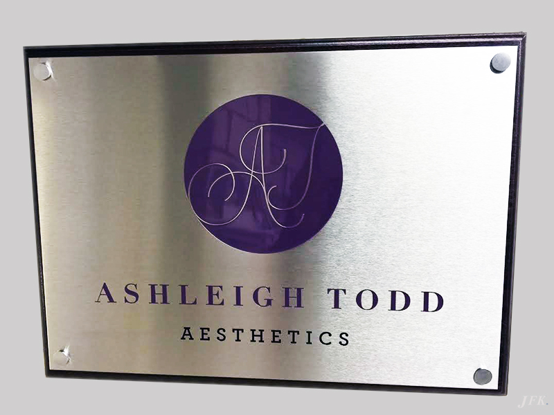 Stainless Steel Plaque for Ashleigh Todd Aesthetics