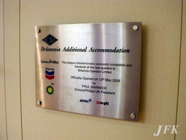 Stainless Steel Plaque for Brittania Hotel