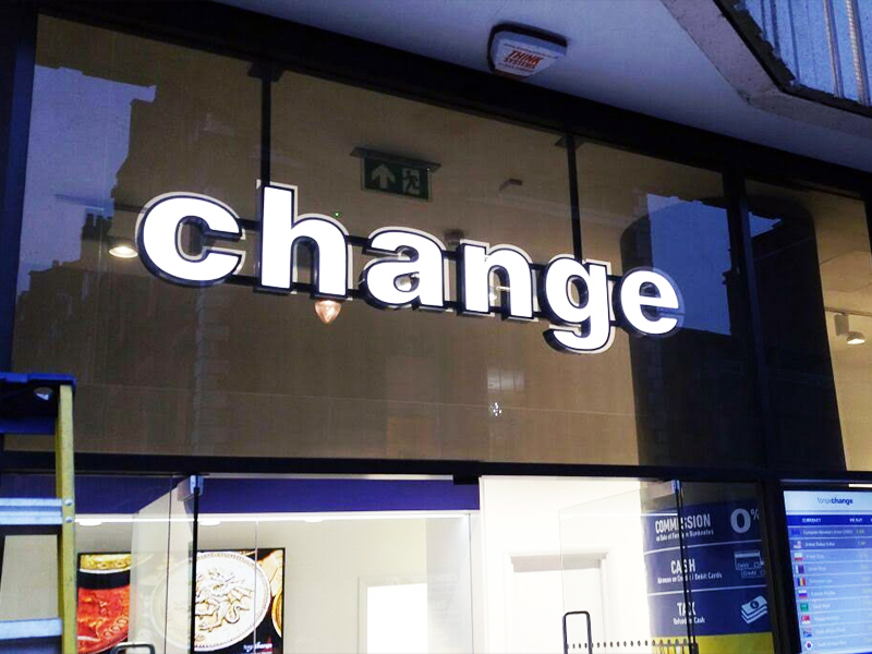 Built Up Letters for Change Southampton Row