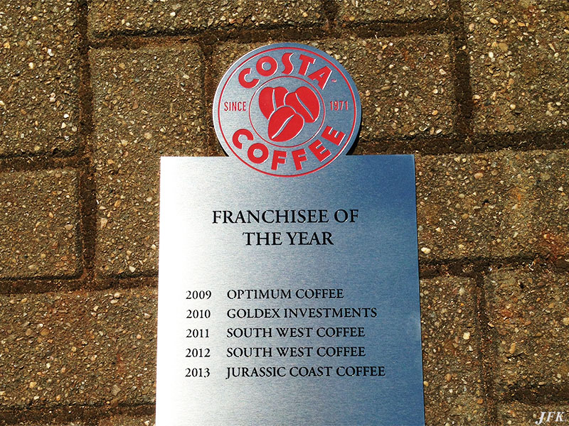Stainless Steel Plaque for Costa Coffee