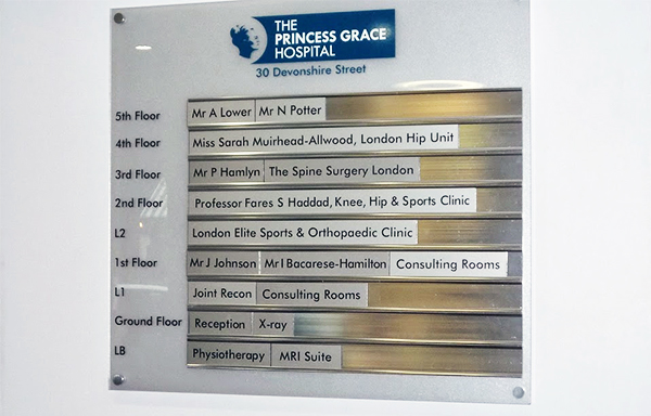 Directional Signs for Princess Grace Hospital
