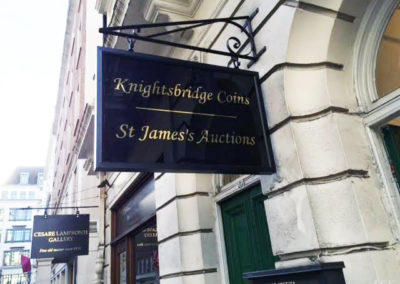 Hanging Signs for Knightsbridge Coins
