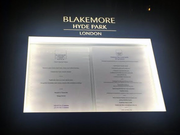 Menu Display Case for Blakemore Hyde Park Hotel