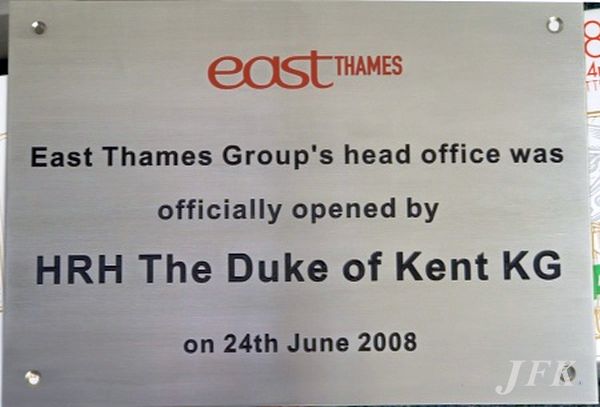 Aluminium Plaque for East Thames Group