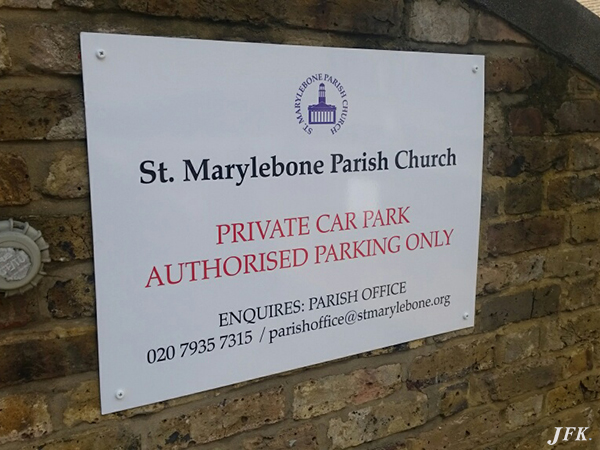 Aluminium Plaque for Marylebone Parish Church