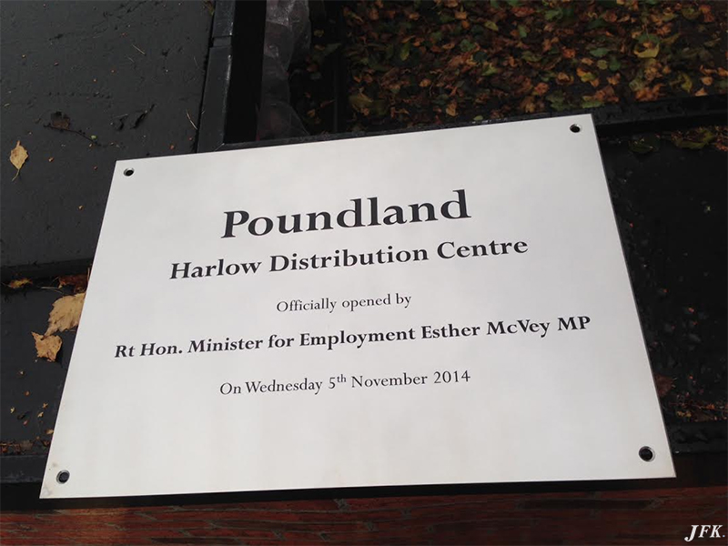 Stainless Steel Plaque for Poundland