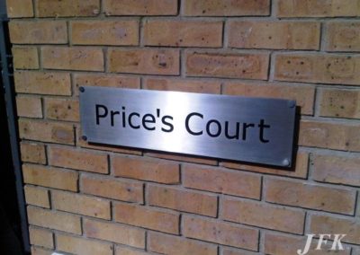 Stainless Steel Plaque for Price’S Court