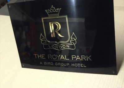 Brass Plaque for The Royal Park Hotel