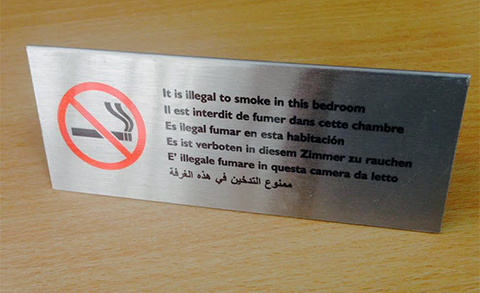 No Smoking Stainless Steel Desk Sign