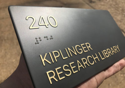 Reverse Etched Bronze Toned Brass for Kiplinger Research Library