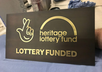 Reverse Etched Bronze Toned Brass for Heritage Lottery Fund