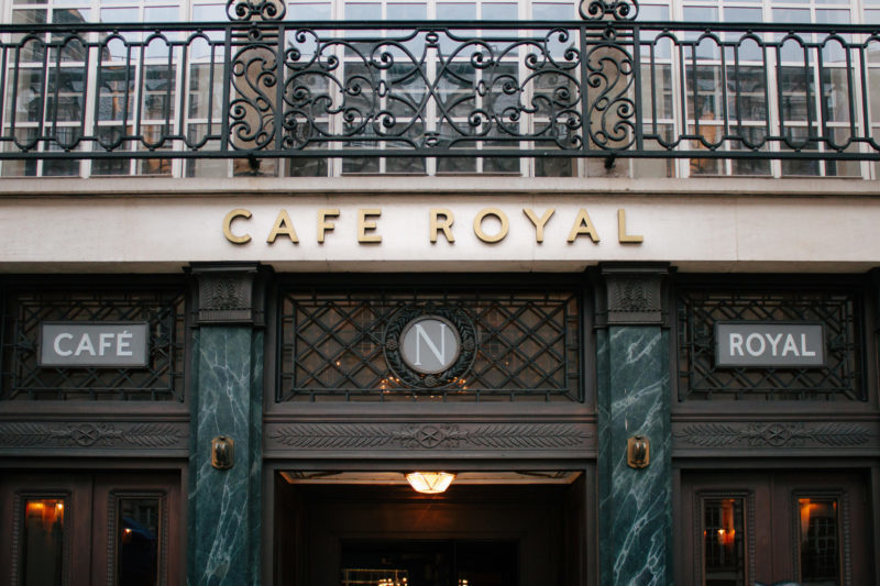 Art-deco inspired signage for The Hotel Café Royal