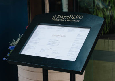 Fascia and menu signage for Il Pampero