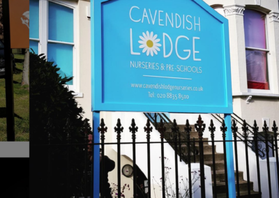 Freestanding external signage for Cavendish Lodge