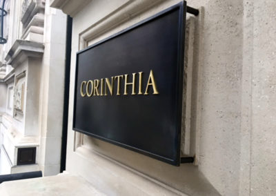 Bespoke Toned Bronze Plaque with laser cut brass lettering – Corinthia Hotel